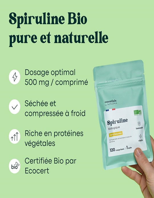 Spiruline Bio 500 mg, Pure et Naturelle